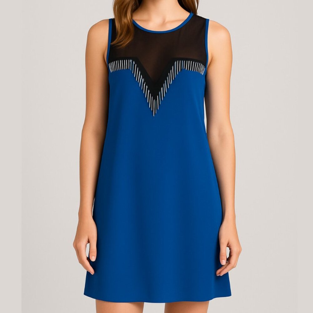 Nameless- Black chiffon contrast metal trim mini dress